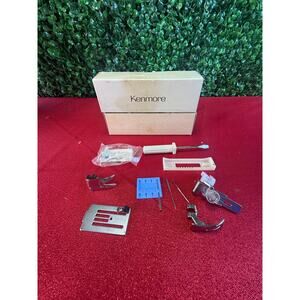 Vintage Kenmore Sewing Machine Accessories Kit Parts Box Presser Feet Needles